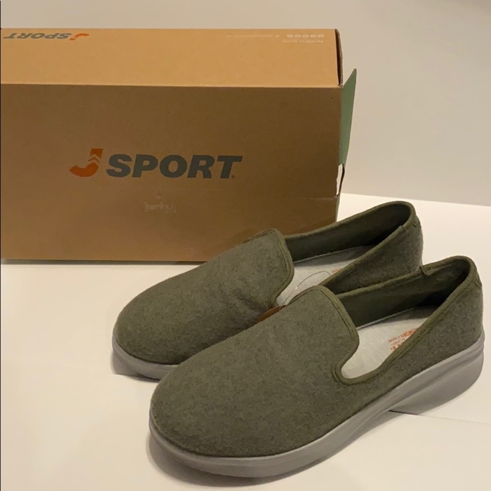 JSport SZ 7.5 Loon Wool Slip On Shoes Sage New